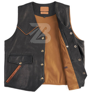 Gilet de moto en cuir PU noir pour homme - Imperméable, réversible, col en V, style streetwear, vêtement d'extérieur pour l'hiver - Product Image 4