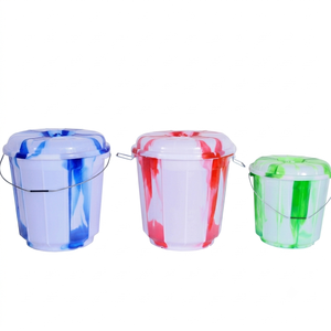 Plastic Bucket with Metal Handle and Lid <b>25</b> <b>Litre</b> PP Food Grade Marbled Storage <b>Container</b> for Bathroom and Household Use - Product Image 4