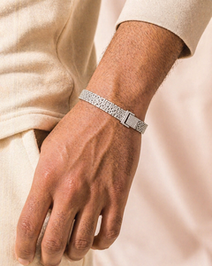 Pulsera de Cadena de Acero Inoxidable con Baño de Rodio para Hombre, con Diamantes Redondos de Corte Brillante en Engaste de Canal, Estilo Clásico para Boda - Product Image 1