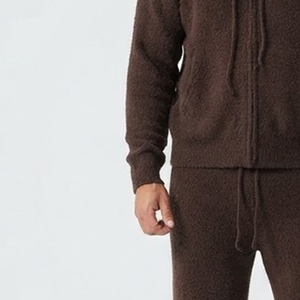 Ensemble de survêtement marron personnalisé pour homme, avec capuche, manches longues, fermeture éclair frontale, imprimé, pantalon décontracté avec poches latérales, idéal pour l'automne - Product Image 6
