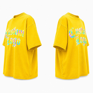 เสื้อยืดโอเวอร์ไซส์สะท้อนแสงสีรุ้งแบบกำหนดเอง |   เสื้อยืดกราฟิกสตรีทแวร์ผ้าฝ้าย 100% |   เสื้อยืดคอกลมแขนสั้นพิมพ์ลายโลโก้ด้านหน้าแบบยูนิเซ็กซ์ - Product Image 4