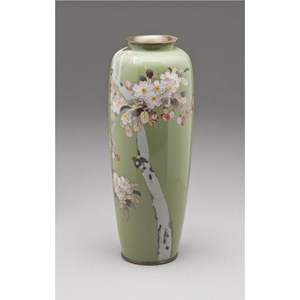 Vase en métal émaillé élégant à motif de fleurs de cerisier |   Vase à fleurs décoratif en alliage de zinc peint à la main pour la décoration de la maison de luxe et les cadeaux de mariage - Product Image 5