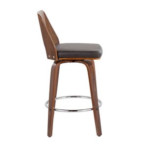 Ensemble de 2 tabourets de bar de style mid-century modern en noyer et simili cuir marron - Product Image 3