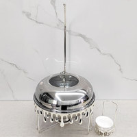 Plat à chafing rond argenté 8L, chauffe-plats suspendu pour buffet, ensemble de luxe pour la restauration, idéal pour restaurant, mariage, fête