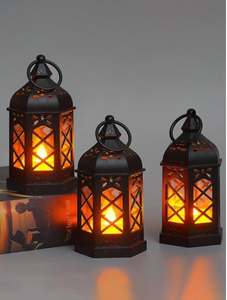 2 Lanternes murales LED sans flamme ni fumée en acrylique, style antique, pour décoration intérieure, salon - Product Image 6