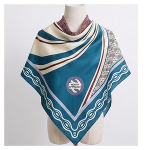 NORTH APPROACH Women's Square Silk Scarf Geometric Print Elegant Multi-Functional Fashion Accessory All Seasons - Product Image 1