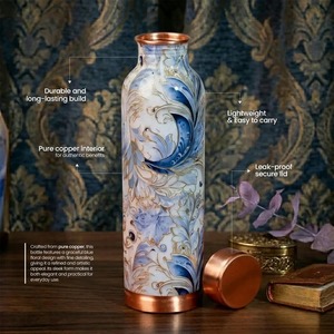 Elegant Printed Double <b>Wall</b> Eco-Friendly Copper Bottle for Home Office Gym Travel Durable Ayurvedic Water <b>Storage</b> Buy Direct - Product Image 5