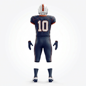 Conjunto de Uniforme Completo de Fútbol Americano Minimalista Azul Marino y Naranja Personalizado 2025, Incluye Jersey, Pantalones, Guantes y Equipo de Protección Deportiva - Product Image 6