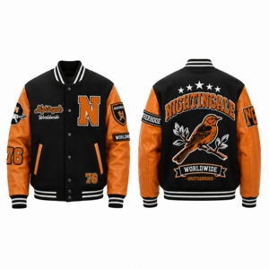 Chaqueta Varsity Corta Personalizada OEM con Mangas de Cuero Genuino, Parches de Chenilla y Bordado para Hombre - Product Image 6