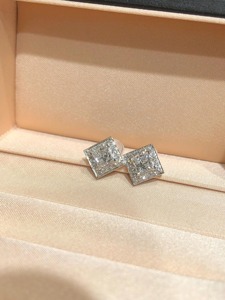 Princess Cut Lab Grown Diamond Stud <b>Earrings</b> 14K White Gold F Color Minimal Diamond <b>Earrings</b> for Women Luxury Jewelry - Product Image 2