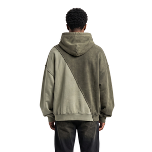 Sudadera con capucha de felpa francesa de dos tonos, lavada, con corte y costuras, hombros caídos, holgada, con lavado ácido, informal de invierno - Product Image 2