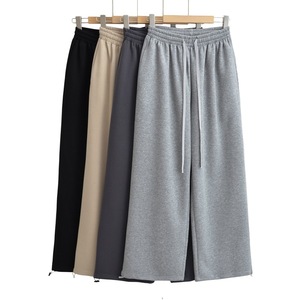 Pantalon de survêtement large pour homme, taille élastique avec cordon de serrage, décontracté, en coton et élasthanne de poids moyen, idéal pour l'automne - Product Image 2