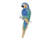 Broche de luxe en argent sterling 925 avec pierres multicolores en forme de perroquet tropical, épingle de revers pour blazer et sherwani, pièce maîtresse