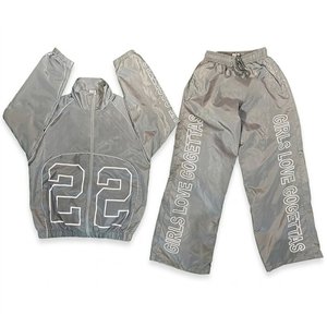 High Selling Custom Logo Grey Men's Nylon <b>Wind</b> <b>Breaker</b> Sets For Summer Washable Breathable Vintage Men Sets Streetwear Jackets - Product Image 1