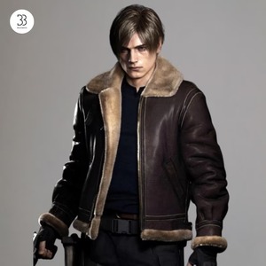 Men's Brown Shearling <b>Leather</b> <b>Jacket</b>, B3 Bomber Aviator Style, <b>Real</b> <b>Leather</b> Winter Coat, Gaming Cosplay <b>Jacket</b>, Halloween Costum - Product Image 4