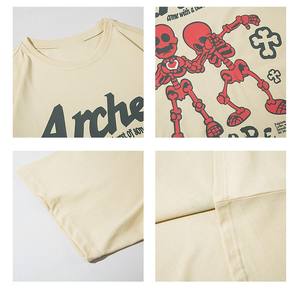 Camiseta Unisex de Estilo Casual, Tejida, 100% Algodón, con Estampado de Letras de Alambre de Púas ASSC, Cuello Redondo Holgado, Secado Rápido y Transpirable - Product Image 6