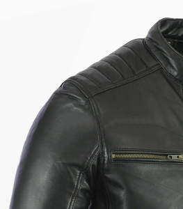 Veste d'hiver pour homme personnalisée en cuir véritable noir fini, coupe-vent, respirante et écologique - Product Image 3