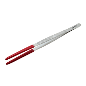 Professional Tweezers Anti Acid Tweezer with PVC 250mm Stainless Steel Round Tip Tweezers with Red Silicone Tips Anti Slip <b>Tools</b> - Product Image 1