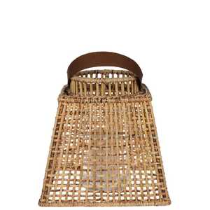 Lanterne à bougie en rotin tressé, lampe décorative chaude pour jardin avec poignée, style rotin solaire suspendu pour extérieur - Product Image 3