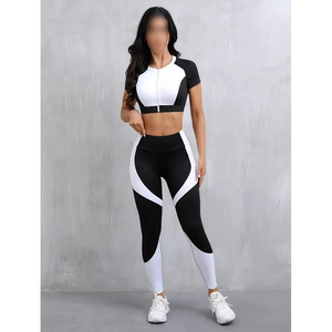 Conjunto Deportivo Transpirable, Ecológico, Impermeable, de Algodón, Corto, Sin Mangas, Tejido Elástico, Color Sólido, Corte Ajustado, para Verano - Product Image 1