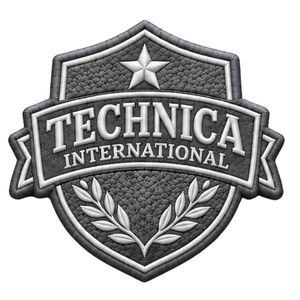 Parche Bordado Gris con Escudo, Estrella y Corona de Laurel de Technica International para Chaquetas, Bolsos, Uniformes y Ropa - Product Image 1