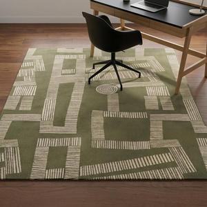 Alfombra Moderna de Diseño Geométrico Lineal Abstracto en Verde Salvia, Alfombra Contemporánea Hecha a Mano con Patrón para Decoración de Sala de Estar y Dormitorio - Product Image 3
