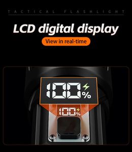 CITICITY Strong Flashlight, 11000 MAh Tactical Flashlights <b>Rechargeable</b> with LCD 4 Modes Waterproof for Outdoors Camping - Product Image 6