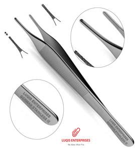 Pinzas Adson Bayonet con Puntas de Carburo de Tungsteno, Pinzas Quirúrgicas de Acero Inoxidable, Instrumento Médico - Product Image 1