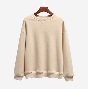 Sweat-shirt à col rond pour femme, couleur unie, 100% coton, tricoté, manches longues, décontracté, vêtements d'automne - Product Image 5