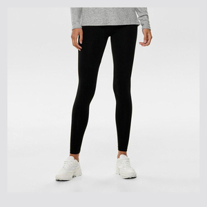 Leggings de yoga taille haute sans couture, longueur intégrale, noir uni, en Spandex et Nylon, avec taille élastique - Product Image 3