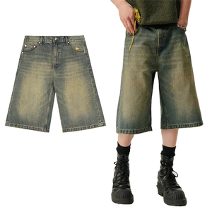 Pantalones Cortos de Mezclilla Vintage Monkey Washed de Hong Kong Odm, Transpirables, Casuales, de Pierna Ancha, Unisex, Estilo Urbano, para Verano - Product Image 1