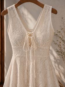 Sleeveless White Eyelet Midi Dress With <b>Flared</b> <b>Skirt</b> And Waist Tie Detail For Casual Summer Outfits Holiday And Daily Wear - Product Image 4