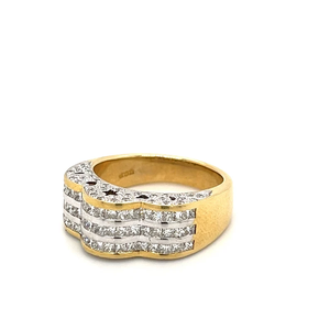 Women's 18K <b>Gold</b> Plated Hip Hop <b>Cocktail</b> <b>Ring</b> with Natural Round Diamond Channel Setting Glam Wedding Engagement <b>Ring</b> - Product Image 3