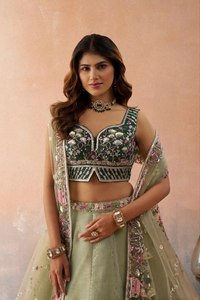 Purple Net Floor-Length A-Line <b>Lehenga</b> Choli Sequins Embroidery Dupatta Set for Women Ethnic Party Outfit India Pakistan Bride - Product Image 6
