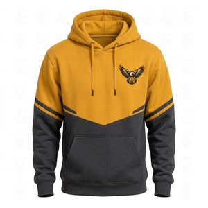 Sweat-shirt sportif à capuche pour homme, jaune et gris, avec logo d'aigle de basket-ball, poche avant, fabriqué au Pakistan - Product Image 1