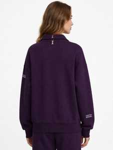 Sweat-shirt à demi-zip violet surdimensionné pour homme, col rabattu décontracté - Product Image 3