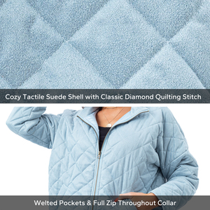 Women's <b>Quilted</b> <b>Jacket</b> Full Zip Stand Collar Solid Color Polyester Autumn Wear Regular Length - Product Image 5