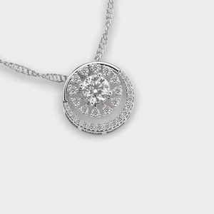 IGI Certified Round Cut Lab Grown Diamond Double Halo Floral <b>Cluster</b> Pendant in Solid 925 Sterling Silver - Product Image 4