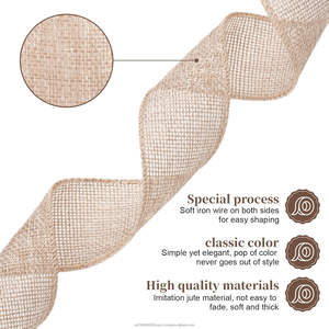 Cinta de Yute 100% Jute de 1.5 pulgadas x 20 metros con Alambre para Lazos Grandes, Coronas, Árboles, Bodas, Fiestas, Decoración Ecológica para Exteriores - Product Image 2