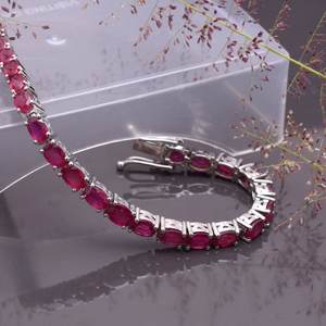 Natural <b>Ruby</b> 925 Sterling Silver Tennis <b>Bracelet</b> Handmade Women Jewelry July Birthstone Oval Cut Elegant Gift - Product Image 4