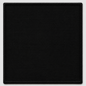 Patch brodé Oxytag Come For The World, carré, thermocollant, avec motif globe, texte rouge et blanc sur fond noir - Product Image 3