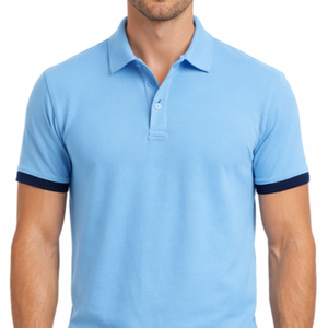 Polo classique noir pour homme, manches courtes, coupe ajustée, avec revers contrastants blancs, style décontracté et sportif - Product Image 2