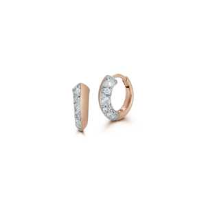 Boucles d'oreilles créoles Huggie en diamant de laboratoire à taille mixte, pavé multi-formes, 14 mm, grappes articulées, petites créoles Huggie, vente en gros, or massif 14k 18k - Product Image 5