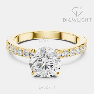 Bague de fiançailles en or blanc 14 carats avec diamant de laboratoire 1,00 carat, couleur F+, clarté VS+, taille ronde, sertissage pavé, bague de mariage - Product Image 5