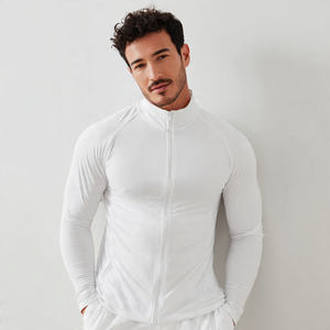 Chaqueta de Entrenamiento de Yoga para Hombre, 100% Poliéster y Spandex, Corte Ajustado, Cuello Alto, Logotipo Frontal, Elástica, para Entrenamiento, Running y Atletismo - Product Image 4
