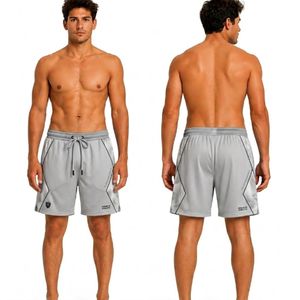 Pantalones Cortos Deportivos para Hombre en Bloques de Color Negro y Rojo, Tela Elástica Premium, Transpirable, de Secado Rápido, para Deportes Acuáticos y Surf - Product Image 2
