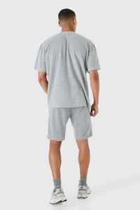 Camiseta de Cuello Redondo Gris para Hombre, Color Sólido, Tejido de Algodón, Informal, para Verano, Manga Corta, Estilo Liso Teñido - Product Image 5
