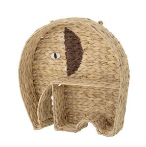 Estante infantil de jacinto de agua de alta calidad con forma de elefante, decoración de pared de mimbre natural para habitación infantil, adorable almacenamiento y exhibición para guardería. - Product Image 2