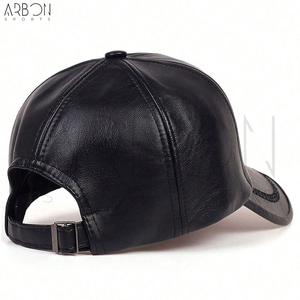 Casquettes en cuir PU de haute qualité, décontractées, classiques, noires, pour le sport, avec surpiqûres décoratives, pour hommes et femmes, style streetwear élégant. - Product Image 5