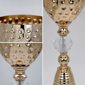 Juego de Jarrones de Mesa de Metal Dorado Martillado a Nivel de Ojo, Estilo Glamuroso y Lujoso, Hechos a Mano, Decoración para Centro de Mesa de Boda - Product Image 5